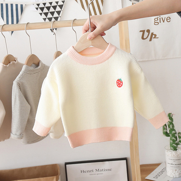 Moodne tikandiga ja ümara kaelusega laste kampsun tüdrukutele