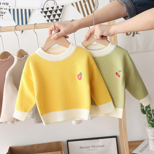 Moodne tikandiga ja ümara kaelusega laste kampsun tüdrukutele