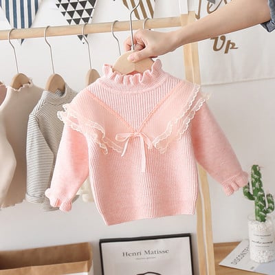 Модерен детски пуловер с тюл за момичета