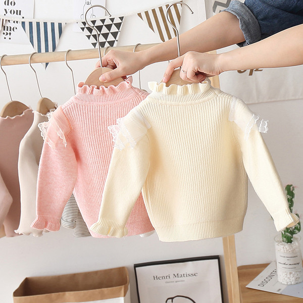 Модерен детски пуловер с тюл за момичета