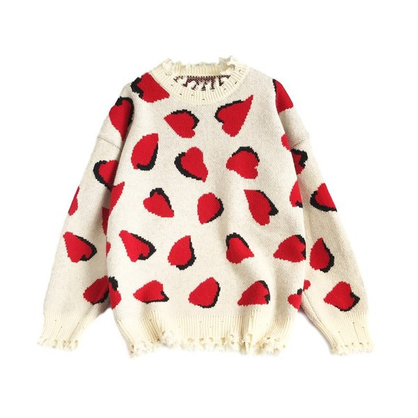 Νέο μοντέλο πλεκτό πουλόβερ με τύωμα καρδιές