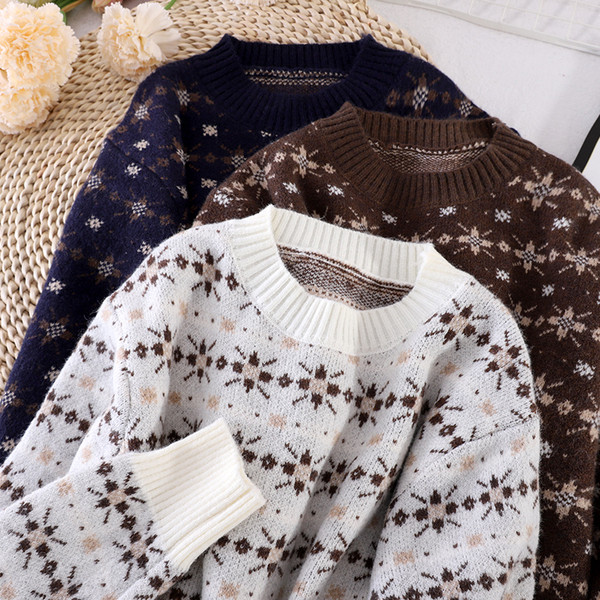 Γυναικείο casual πουλόβερ με στρογγυλή λαιμόκοψη