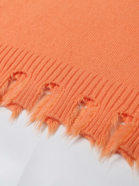 Μοντέρνο πουλόβερ με φερμουάρ και σκισμένα μοτίβα