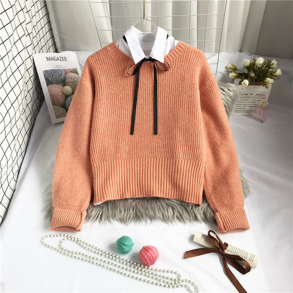 Γυναικείο casual πουλόβερ με στρογγυλή λαιμόκοψη και μακριά μανίκια