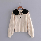 Γυναικείο ρετρό στυλ πουλόβερ με βολάν