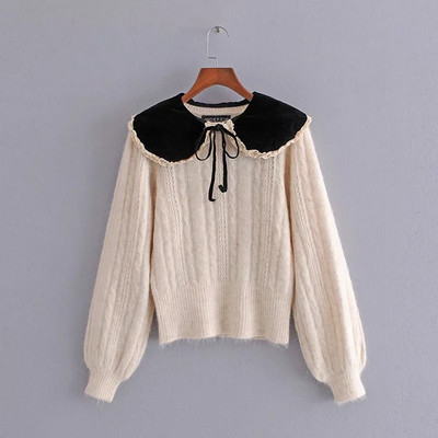 Γυναικείο ρετρό στυλ πουλόβερ με βολάν