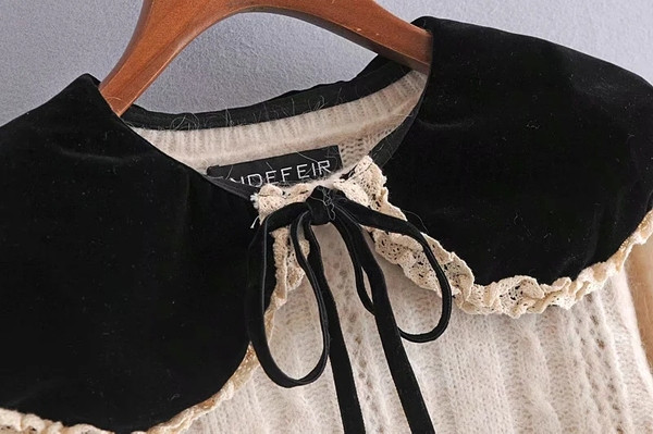 Γυναικείο ρετρό στυλ πουλόβερ με βολάν