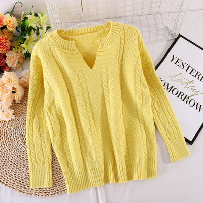 Γυναικείο πουλόβερ με στρογγυλή λαιμόκοψη και μακριά μανίκια