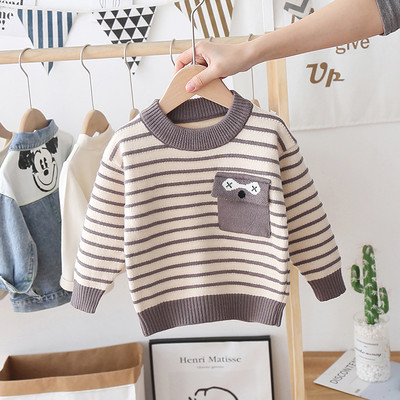 Lastele mõeldud ümara kaelusega triibuline kampsun poistele