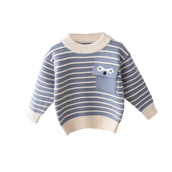 Lastele mõeldud ümara kaelusega triibuline kampsun poistele