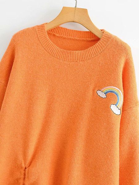 Μακρύ πουλόβερ με κορδόνια και μοτίβο