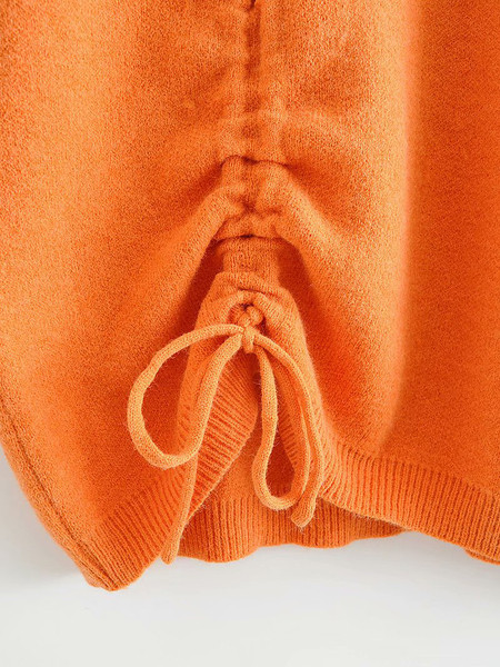 Μακρύ πουλόβερ με κορδόνια και μοτίβο