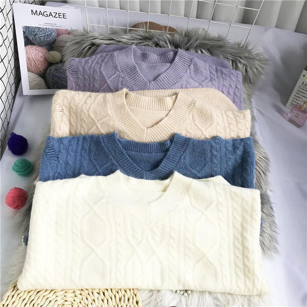 Νέο μοντέλο πλεκτό γυναικείο πουλόβερ με οβάλ ντεκολτέ