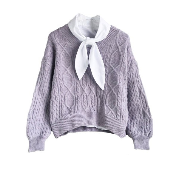 Νέο μοντέλο πλεκτό γυναικείο πουλόβερ με οβάλ ντεκολτέ