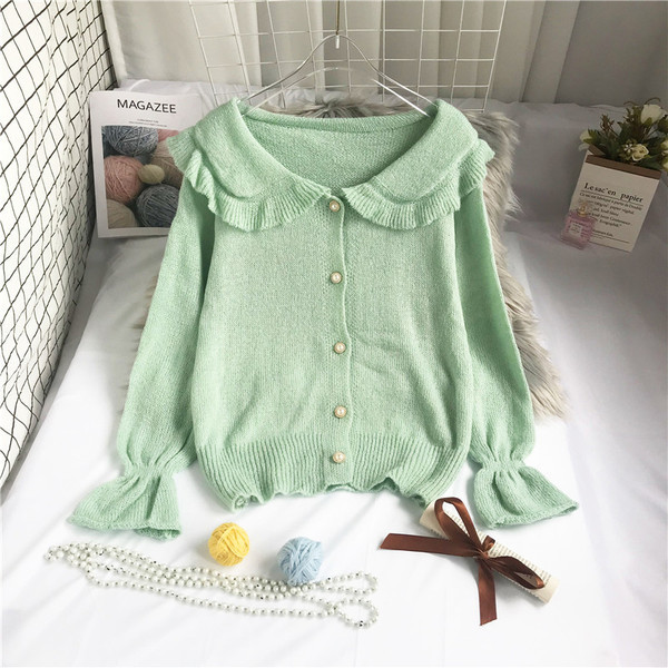 Novi model ženskog kardigana sa lotos rukavima i kragnom