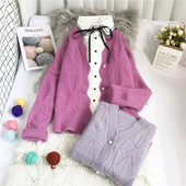 Naiste kootud vest - nööpide ja pikkade varrukatega