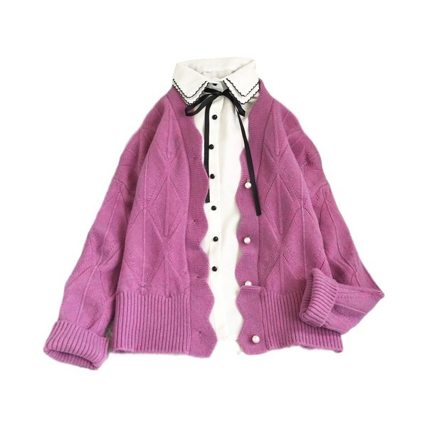 Naiste kootud vest - nööpide ja pikkade varrukatega