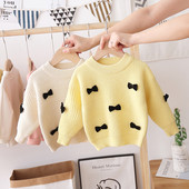 Moodne paelte ja ümara kaelusega laste kampsun tüdrukutele