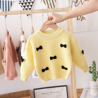 Moodne paelte ja ümara kaelusega laste kampsun tüdrukutele