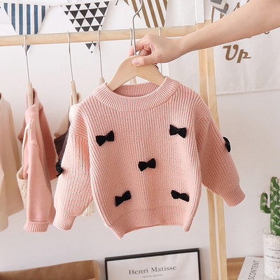 Moodne paelte ja ümara kaelusega laste kampsun tüdrukutele