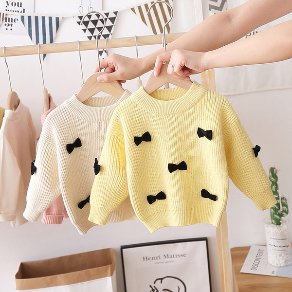 Moodne paelte ja ümara kaelusega laste kampsun tüdrukutele