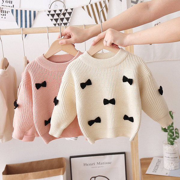 Moodne paelte ja ümara kaelusega laste kampsun tüdrukutele