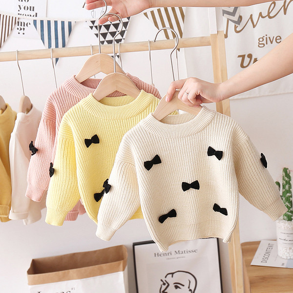 Moodne paelte ja ümara kaelusega laste kampsun tüdrukutele