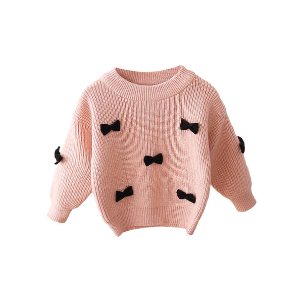 Moodne paelte ja ümara kaelusega laste kampsun tüdrukutele