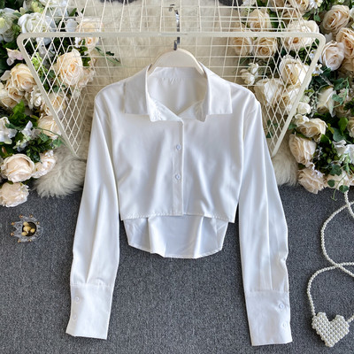 Stiilne naiste lühike särk klassikalise krae ja nööpidega