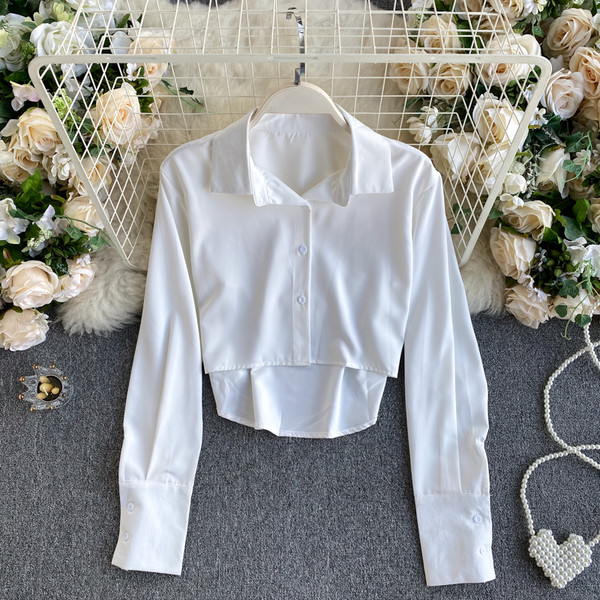 Stiilne naiste lühike särk klassikalise krae ja nööpidega