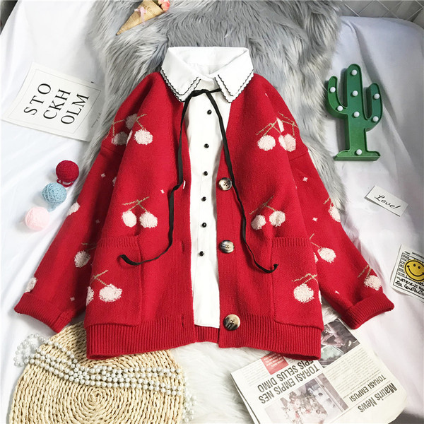 Uut mudelit naiste kirsitaskutega kardigan