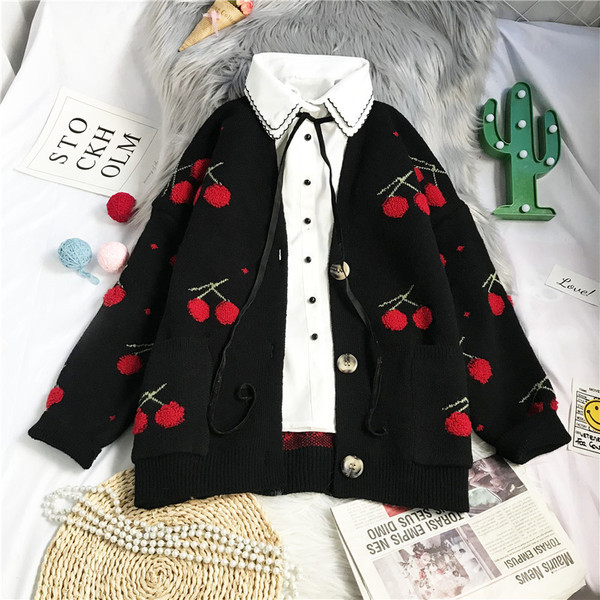 Uut mudelit naiste kirsitaskutega kardigan