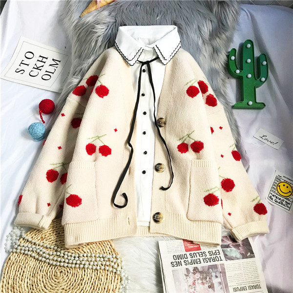 Uut mudelit naiste kirsitaskutega kardigan