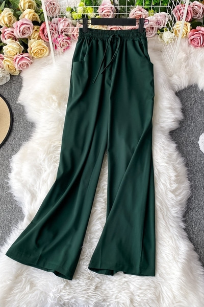 Moodsad naiste püksid elastse vöökoha ja lipsudega