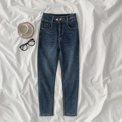 Uus mudel nööpide ja taskutega naiste teksapüksid