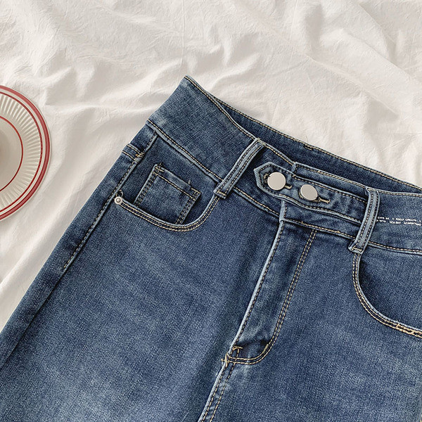 Uus mudel nööpide ja taskutega naiste teksapüksid