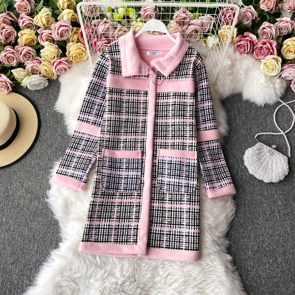 Moderns sieviešu garš mētelis ar kabatām