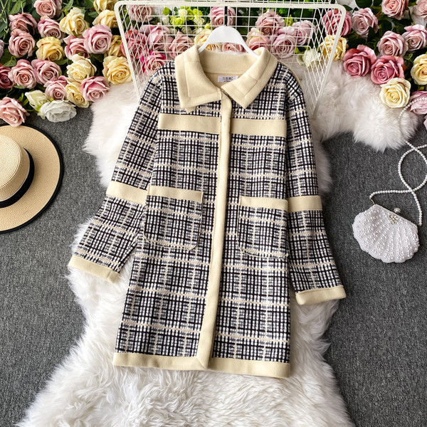 Moderns sieviešu garš mētelis ar kabatām