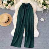 Naiste vabaaja püksid elastse vöökohaga - sirge mudel