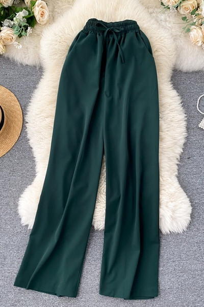 Naiste vabaaja püksid elastse vöökohaga - sirge mudel