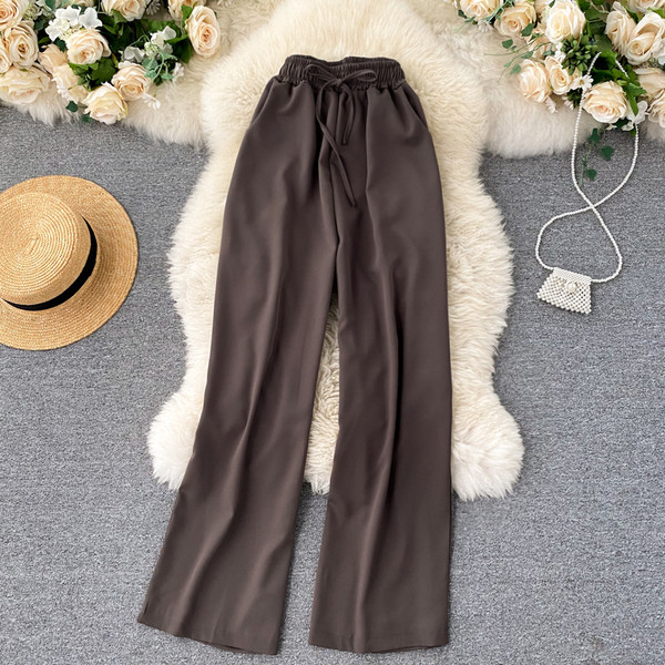 Naiste vabaaja püksid elastse vöökohaga - sirge mudel