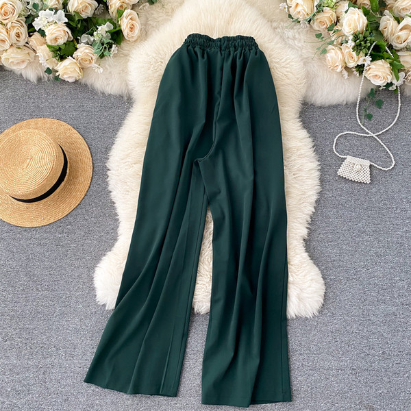 Naiste vabaaja püksid elastse vöökohaga - sirge mudel