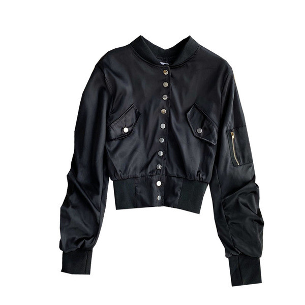 Нов модел дамско есенно яке с копчета и дълъг ръкав