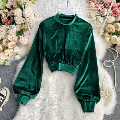 Naiste vabaaja kõrge kraega sametpluus