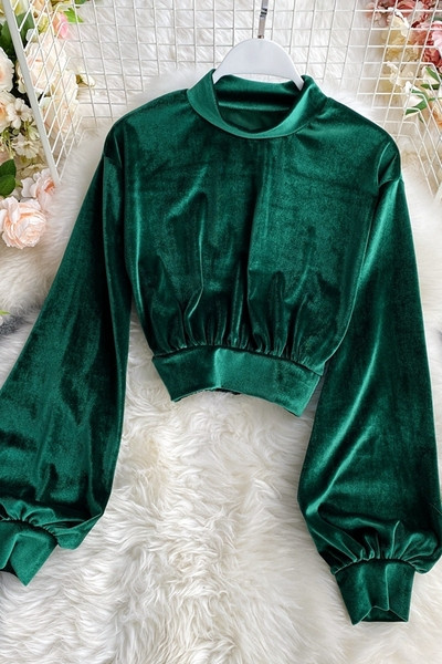 Naiste vabaaja kõrge kraega sametpluus