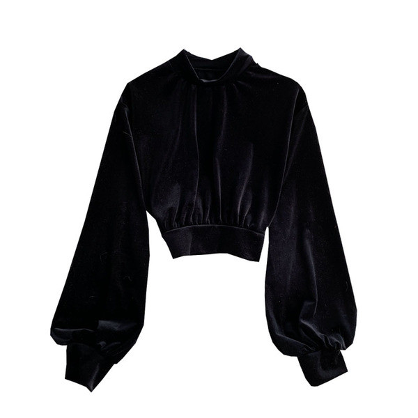 Naiste vabaaja kõrge kraega sametpluus