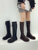 Γυναικείες έκο δερμάτινες μπότες με κορδόνια και σόλα 5 cm