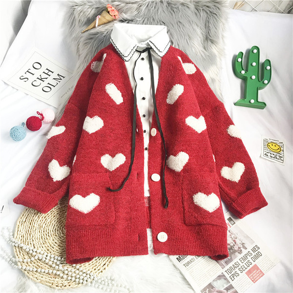 Uus mudel naiste südametega kardigan - lai mudel