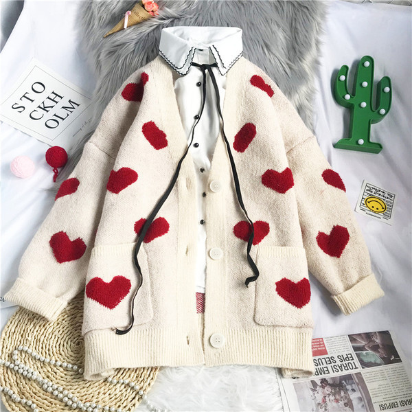 Uus mudel naiste südametega kardigan - lai mudel