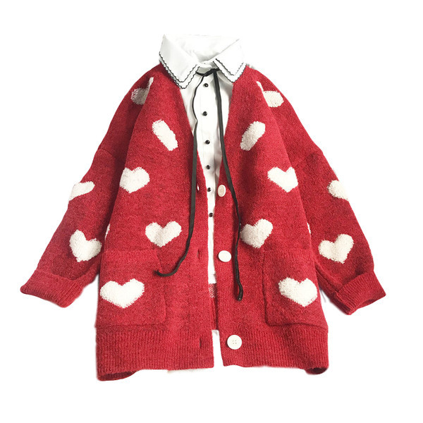 Uus mudel naiste südametega kardigan - lai mudel